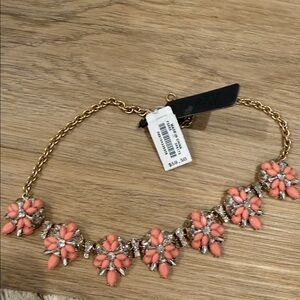 J. Crew Gold and Coral Floral Necklace